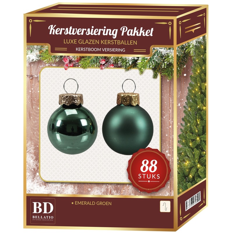 Kerstboomversiering Kerstballen set Emerald groen 88 stuks Top Merken Winkel